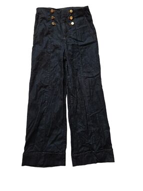 Zara High-Waisted Wide Leg Dark Denim Sailor Pants, Size S/MEX 26